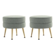 Bailey Ottoman in Sage Green with Gold Feet and Solid Wood Frame - Set of 2