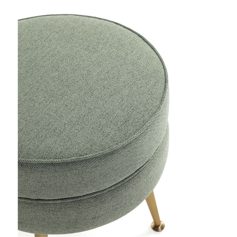 Bailey Ottoman in Sage Green with Gold Feet and Solid Wood Frame - Set of 2
