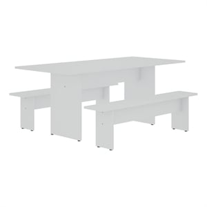 Manhattan Comfort NoMad 3-Piece Engineered Wood Dining Set in White