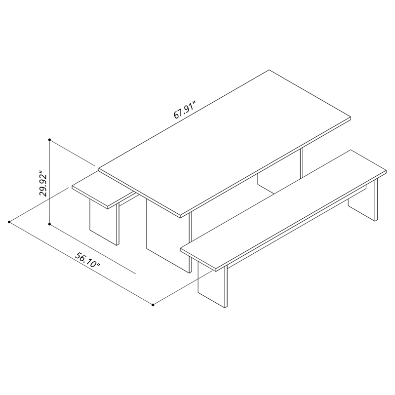 Manhattan Comfort NoMad 3-Piece Engineered Wood Dining Set in Black
