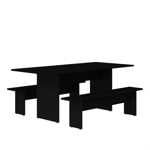 Manhattan Comfort NoMad 3-Piece Engineered Wood Dining Set in Black