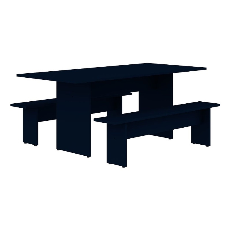 Manhattan Comfort NoMad Dining Set of 3 -Tatiana Midnight Blue - Engineered Wood