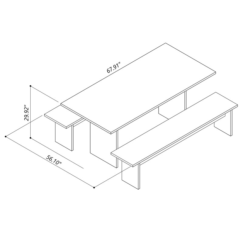 Manhattan Comfort NoMad 3-Piece Engineered Wood Dining Set in Gray