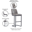 Manhattan Comfort Serena Barstool with Steel Base in Gray (Set of 2)