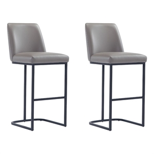 Manhattan Comfort Serena Barstool with Steel Base in Gray (Set of 2)
