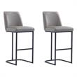 Manhattan Comfort Serena Barstool with Steel Base in Gray (Set of 2)
