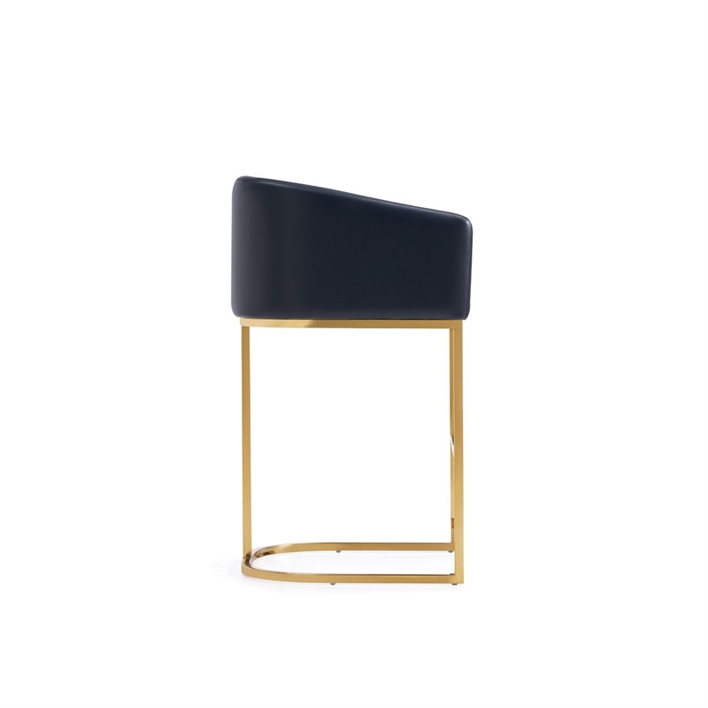 Manhattan Comfort Louvre Counter Stool with Steel Base in Black - Set of 2