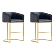 Manhattan Comfort Louvre Counter Stool with Steel Base in Black - Set of 2