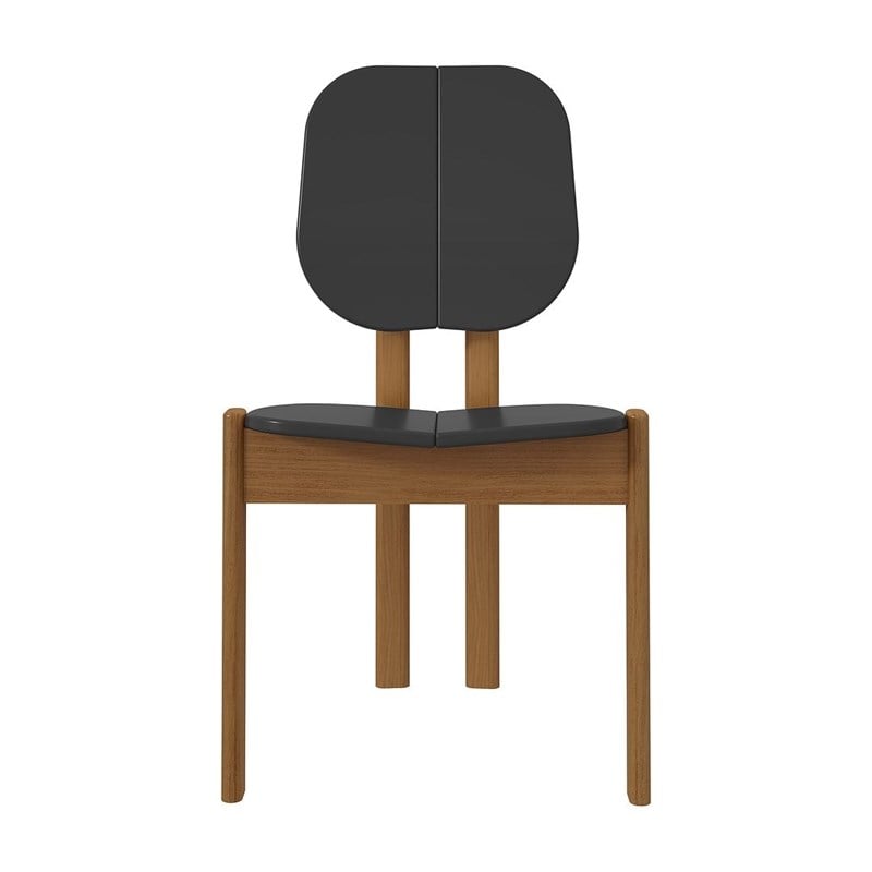 Manhattan Comfort Gales Dining Chair in Black with Solid Wood Legs - Set of 4