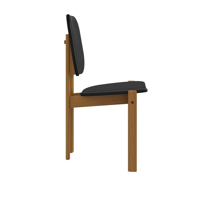 Manhattan Comfort Gales Dining Chair in Black with Solid Wood Legs - Set of 4