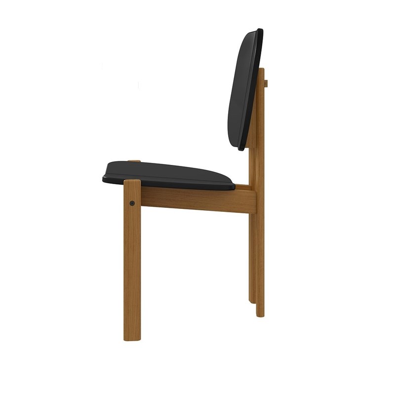 Manhattan Comfort Gales Dining Chair in Black with Solid Wood Legs - Set of 4