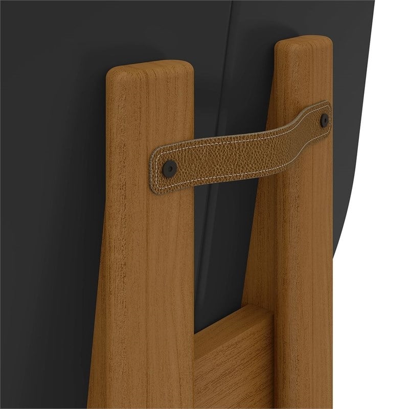 Manhattan Comfort Gales Dining Chair in Black with Solid Wood Legs - Set of 4