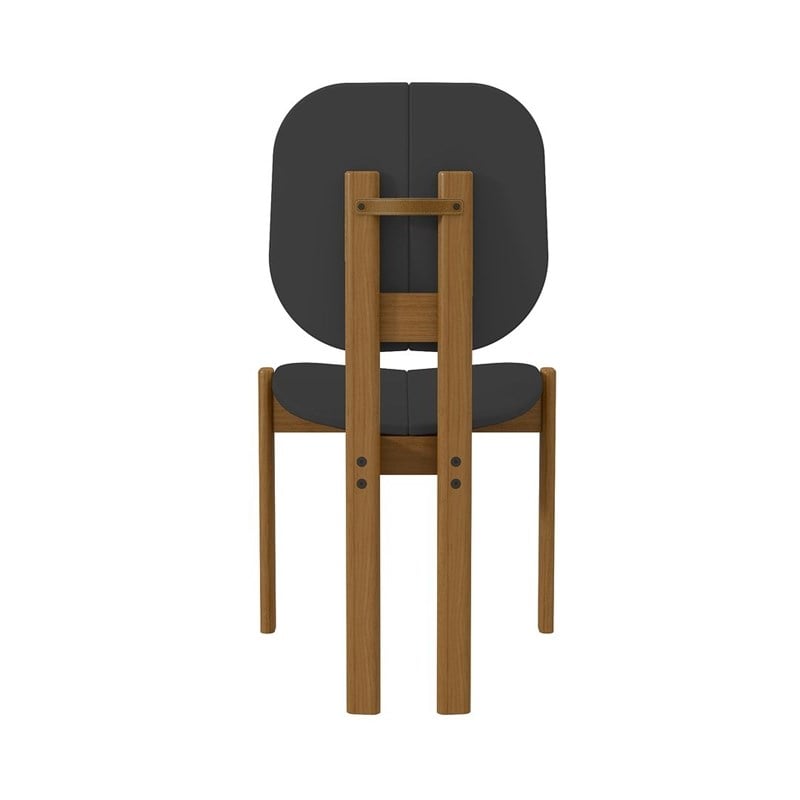 Manhattan Comfort Gales Dining Chair in Black with Solid Wood Legs - Set of 4