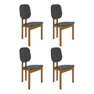 Manhattan Comfort Gales Dining Chair in Black with Solid Wood Legs - Set of 4