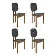 Manhattan Comfort Gales Dining Chair in Black with Solid Wood Legs - Set of 4