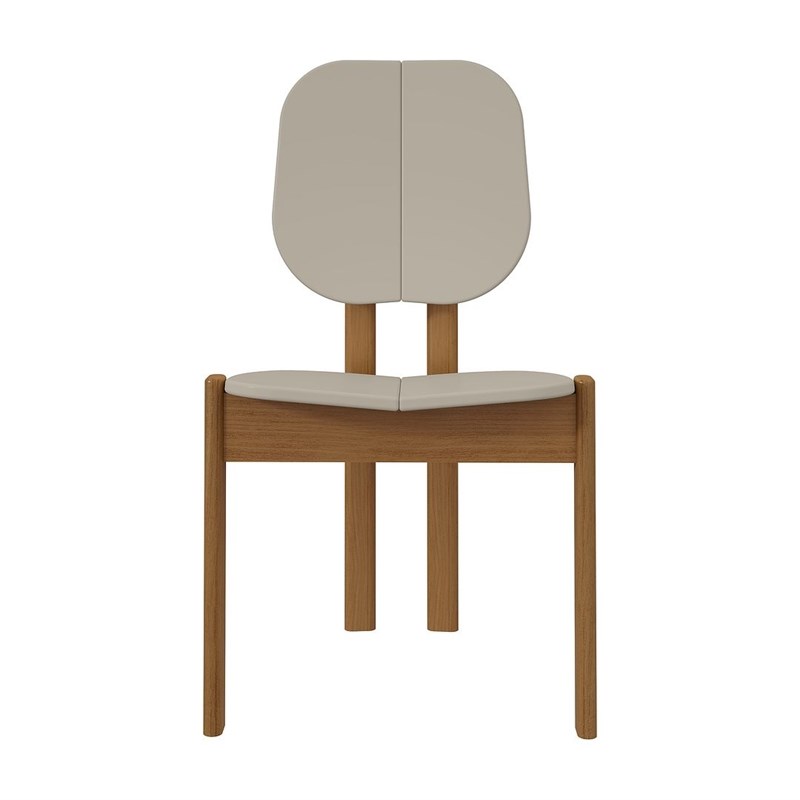 Manhattan Comfort Gales Dining Chair in Beige with Solid Wood Legs - Set of 4