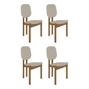 Manhattan Comfort Gales Dining Chair in Beige with Solid Wood Legs - Set of 4