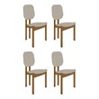 Manhattan Comfort Gales Dining Chair in Beige with Solid Wood Legs - Set of 4