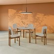 Manhattan Comfort Gales Dining Chair in Beige with Solid Wood Legs - Set of 4