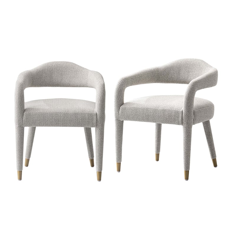 Aspen Dining Armchairs in Silver Lining with Solid Wood Frame- Set of 2
