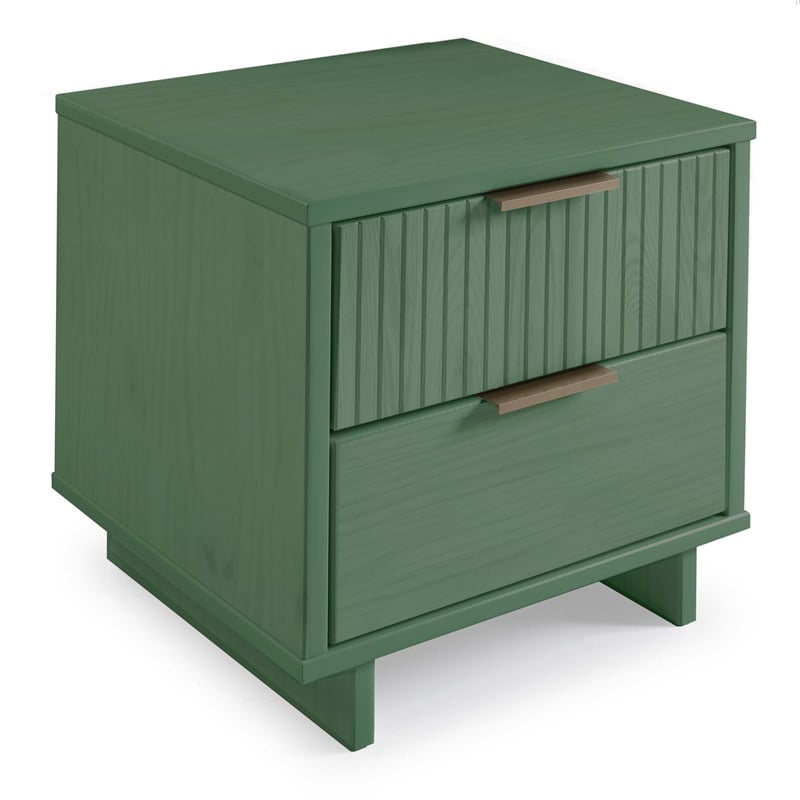 Manhattan Comfort Granville Nightstand 2.0 in Sage Green - Solid Wood - Set of 2