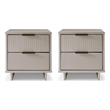 Manhattan Comfort Granville Nightstand 2.0 in Light Gray - Solid Wood - Set of 2