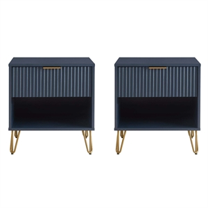 Manhattan Comfort DUMBO 1.0 Nightstand -Midnight Blue -Engineered Wood -Set of 2