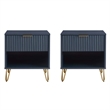 Manhattan Comfort DUMBO 1.0 Nightstand -Midnight Blue -Engineered Wood -Set of 2