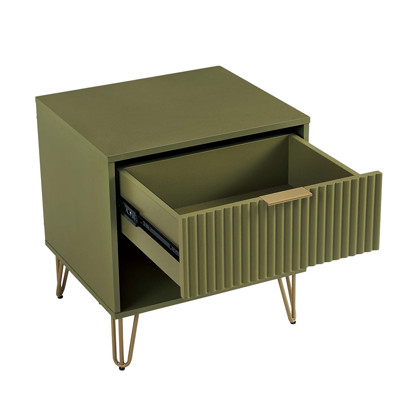 Manhattan Comfort DUMBO 1.0 Nightstand in Olive Green - Engineered Wood-Set of 2