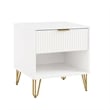 Manhattan Comfort DUMBO 1.0 Nightstand in White - Engineered Wood - Set of 2