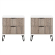 DUMBO 2.0 Engineered Wood Nightstand in White and Rustic Gray - Set of 2