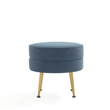 Bailey Ottoman in Blue with Gold Feet and Solid Wood Base - Set of 2