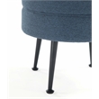 Bailey Ottoman in Blue with Black Feet and Solid Wood Base - Set of 2