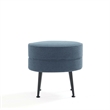 Bailey Ottoman in Blue with Black Feet and Solid Wood Base - Set of 2