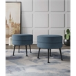 Bailey Ottoman in Blue with Black Feet and Solid Wood Base - Set of 2