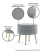 Bailey Ottoman in Gray with Gold Feet and Solid Wood Base - Set of 2