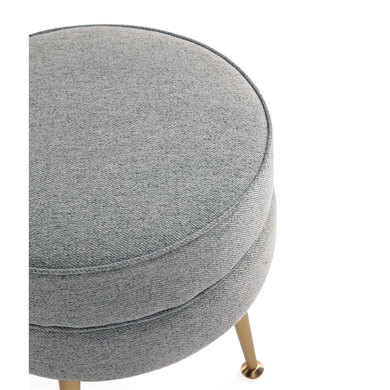 Bailey Ottoman in Gray with Gold Feet and Solid Wood Base - Set of 2