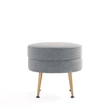 Bailey Ottoman in Gray with Gold Feet and Solid Wood Base - Set of 2