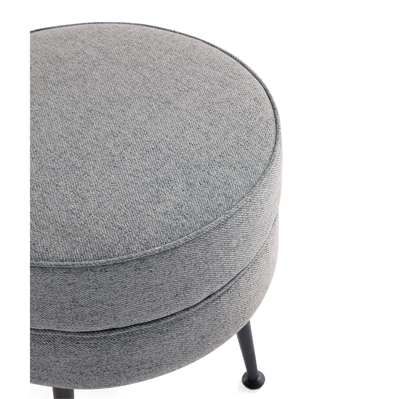 Bailey Ottoman in Gray with Black Feet and Solid Wood Base - Set of 2