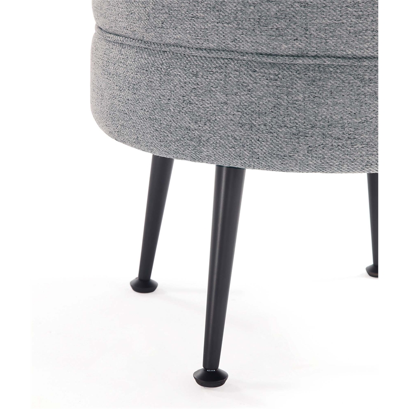 Bailey Ottoman in Gray with Black Feet and Solid Wood Base - Set of 2