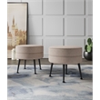 Bailey Ottoman in Oatmeal with Black Feet and Solid Wood Base - Set of 2