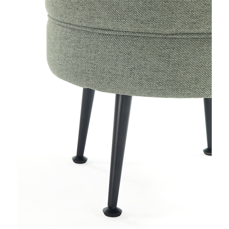 Bailey Ottoman in Sage Green with Solid Wood Frame and Black Feet - Set of 2