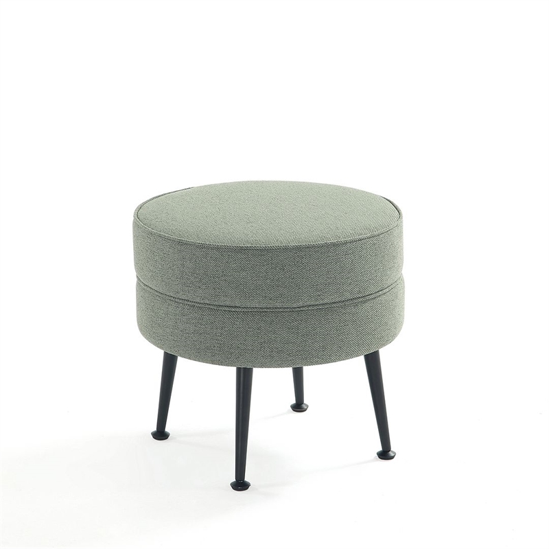 Bailey Ottoman in Sage Green with Solid Wood Frame and Black Feet - Set of 2