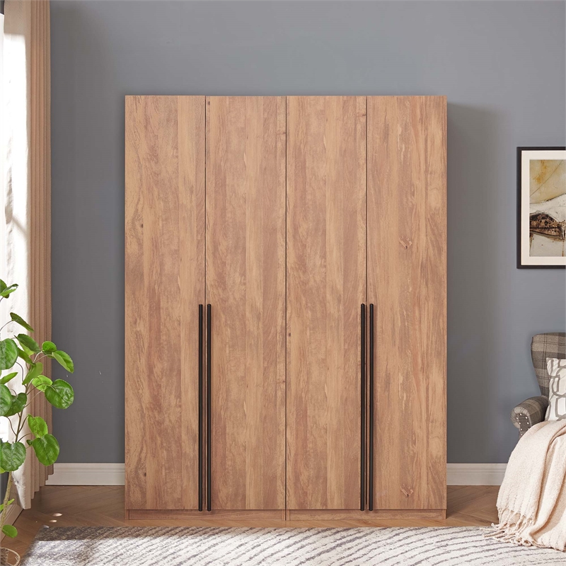 Lee Wardrobe Closet 1.0 from Engineered Wood in Golden Brown - Set of 2