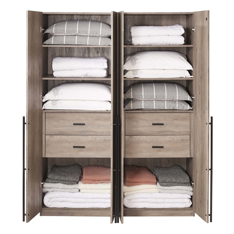 Lee Wardrobe Closet 1.0 from Engineered Wood in Gray - Set of 2