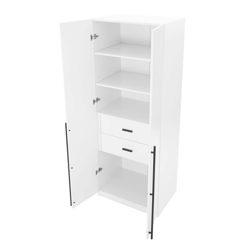 Lee Wardrobe Closet 1.0 from Engineered Wood in White - Set of 2