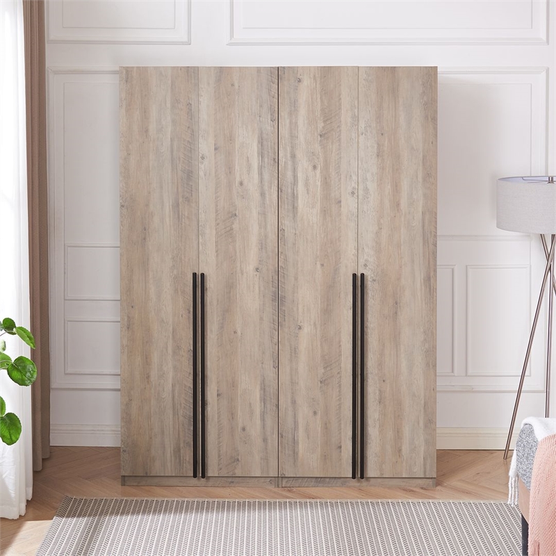 Lee Wardrobe Closet 2.0 from Engineered Wood in Rustic Gray - Set of 2