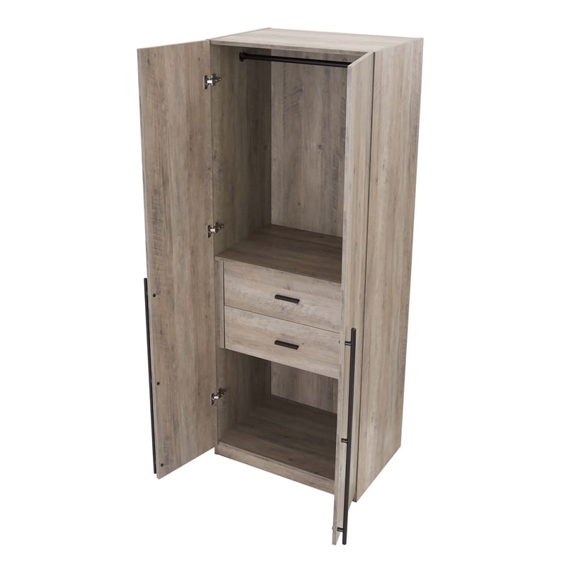 Lee Wardrobe Closet 2.0 from Engineered Wood in Rustic Gray - Set of 2