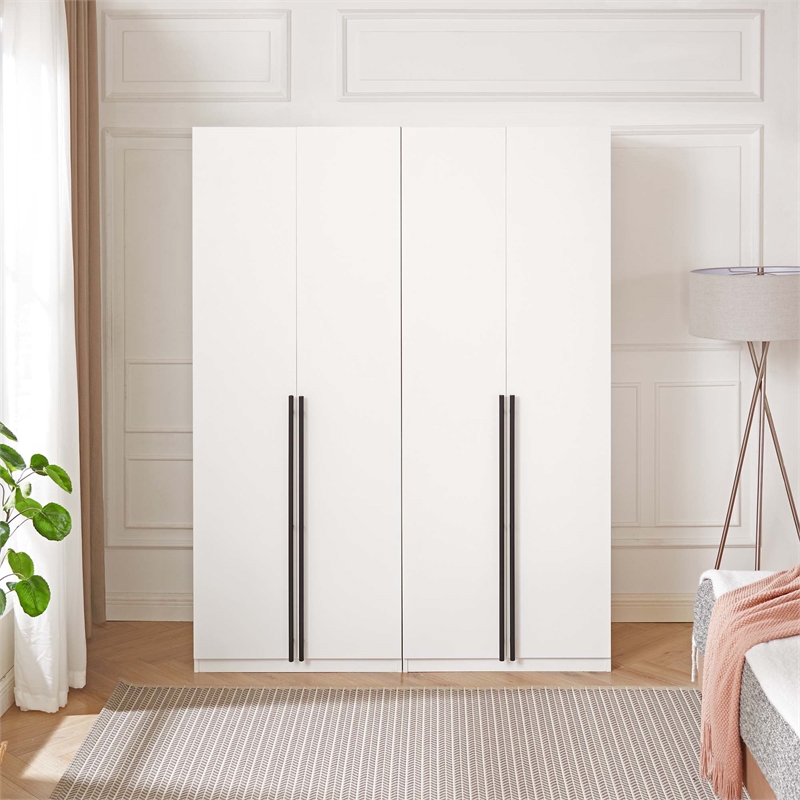Lee Wardrobe Closet 2.0 from Engineered Wood in White - Set of 2