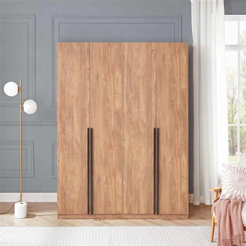 Lee Wardrobe Closet 3.0 from Engineered Wood in Golden Brown - Set of 2